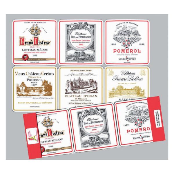 Lot de 6 sous-verres Bordeaux 10 x 10