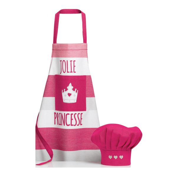 Tablier de cuisine enfant et Toque enfant Sissi Rose 52 x 63