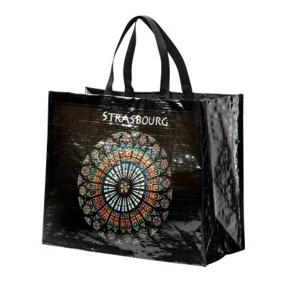 Grand sac shopping Rosace Noir 36 x 44